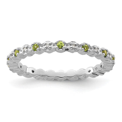 Sterlingsilber Stapelbar Expressions Peridot & Diamant Ring
