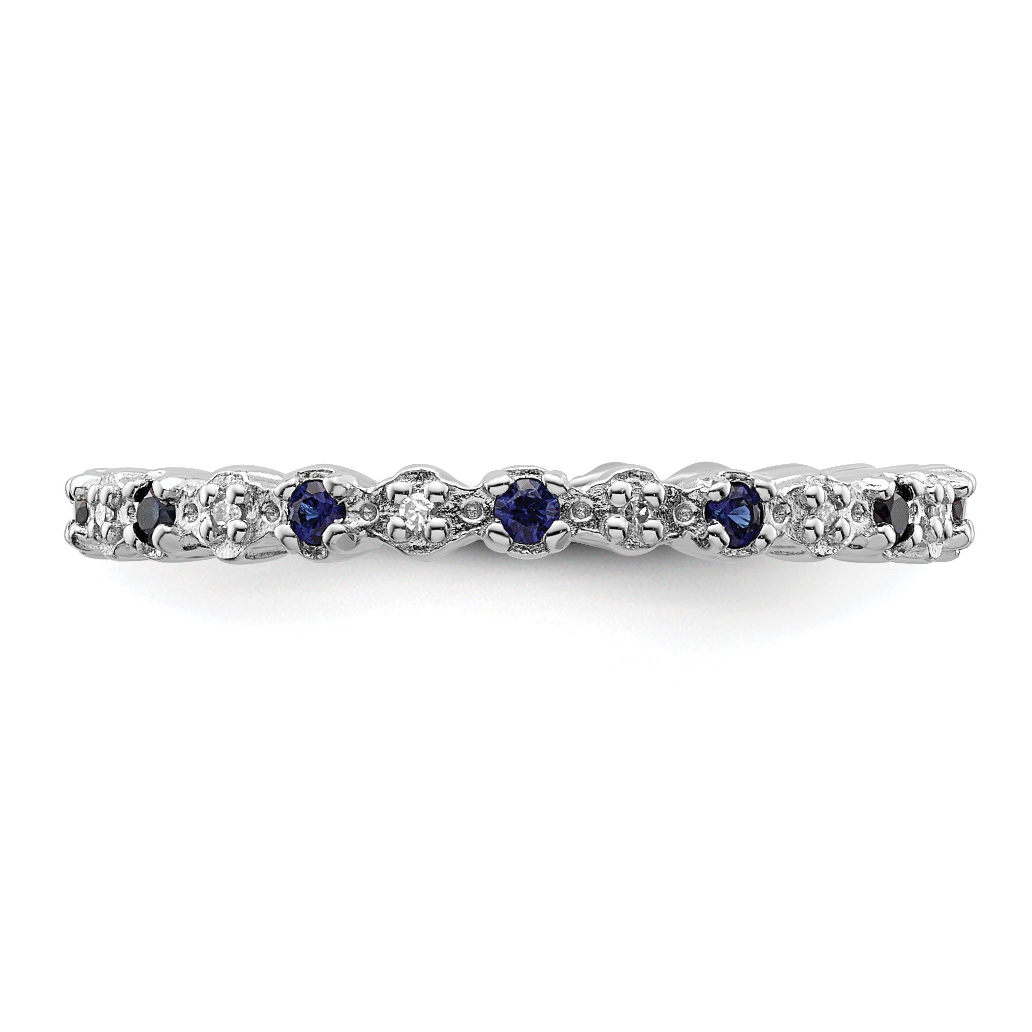 Sterlingsilber Stapelbar Expressions Cr. Saphir & Diamant Ring
