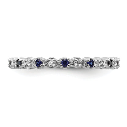 Sterlingsilber Stapelbar Expressions Cr. Saphir & Diamant Ring