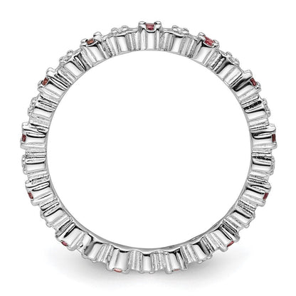 Sterlingsilber Stapelbar Expressions Rosa Tourm. & Diamant Ring