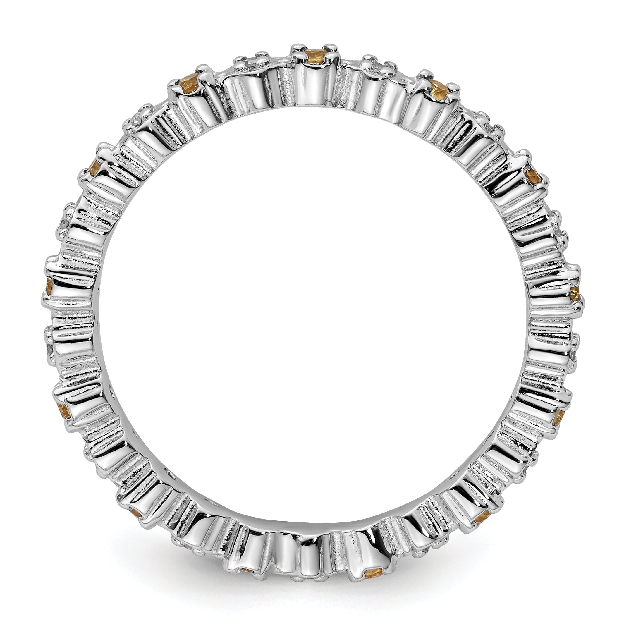 Sterlingsilber Stapelbar Expressions Citrin & Diamant Ring