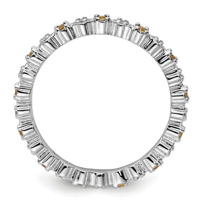 Sterlingsilber Stapelbar Expressions Citrin & Diamant Ring