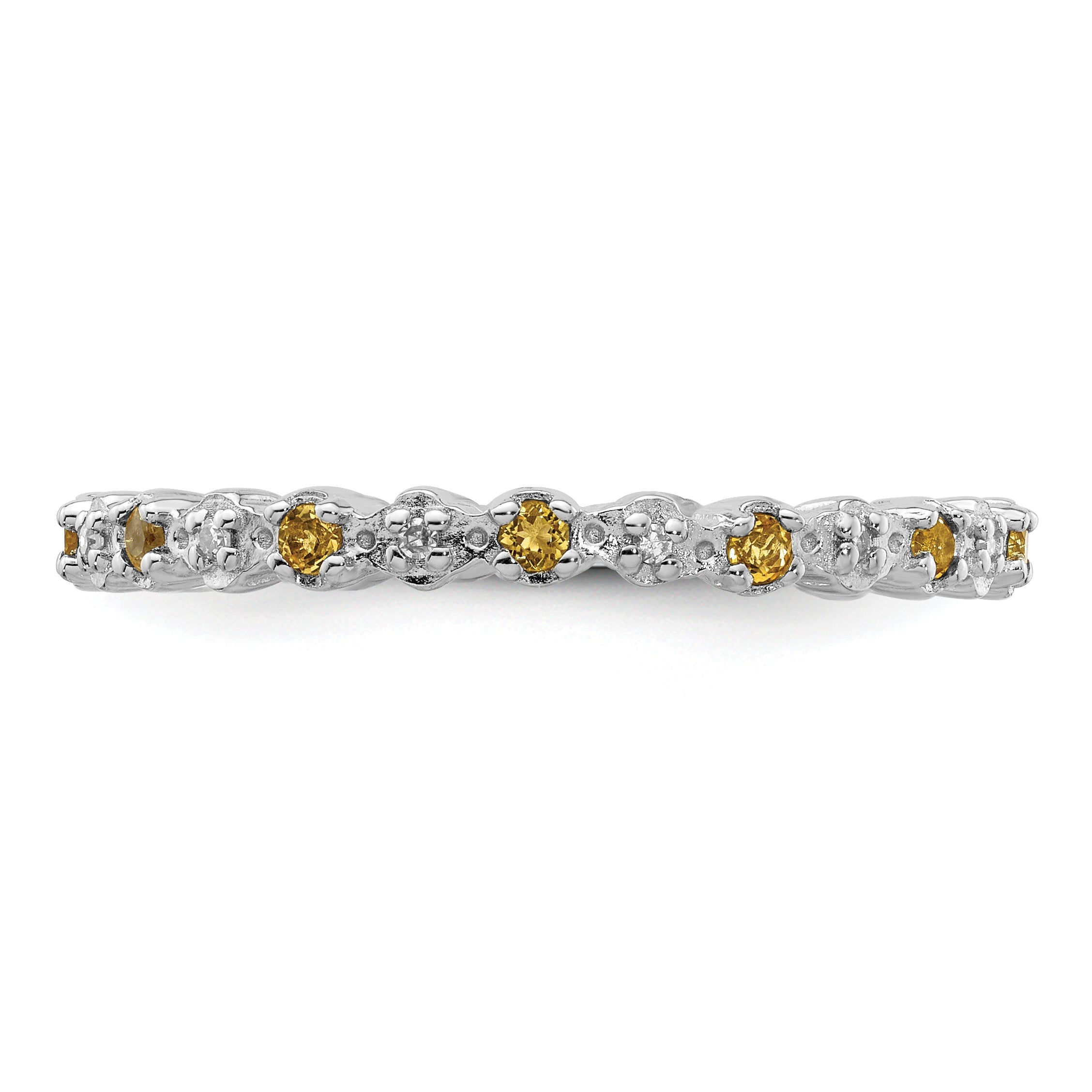Sterlingsilber Stapelbar Expressions Citrin & Diamant Ring