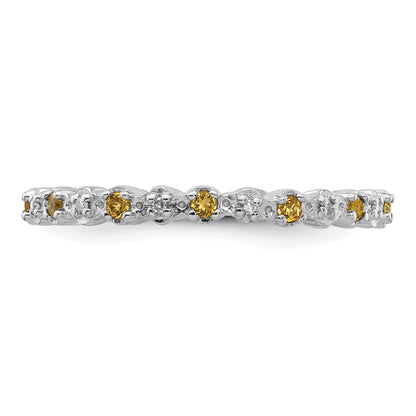 Sterlingsilber Stapelbar Expressions Citrin & Diamant Ring