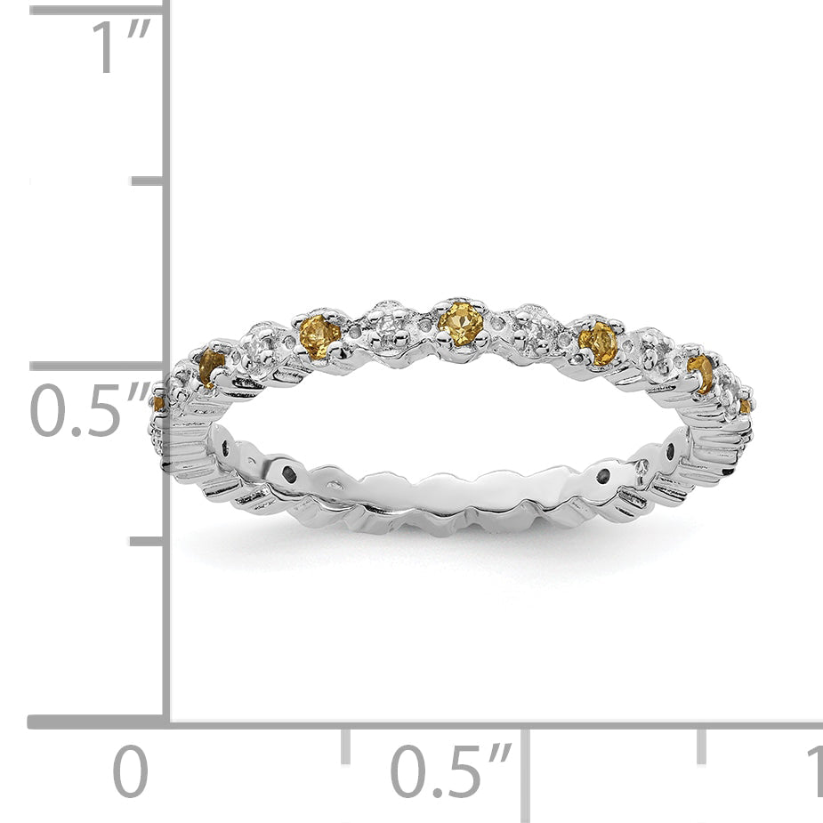 Sterlingsilber Stapelbar Expressions Citrin & Diamant Ring