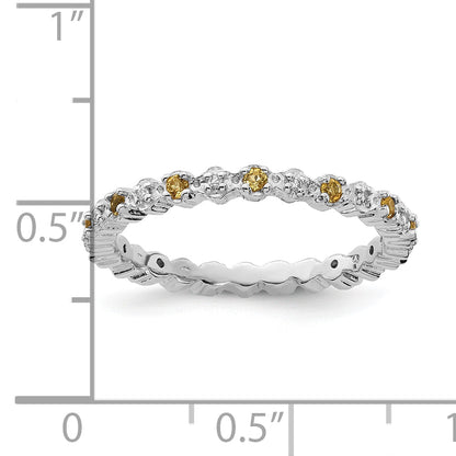 Sterlingsilber Stapelbar Expressions Citrin & Diamant Ring
