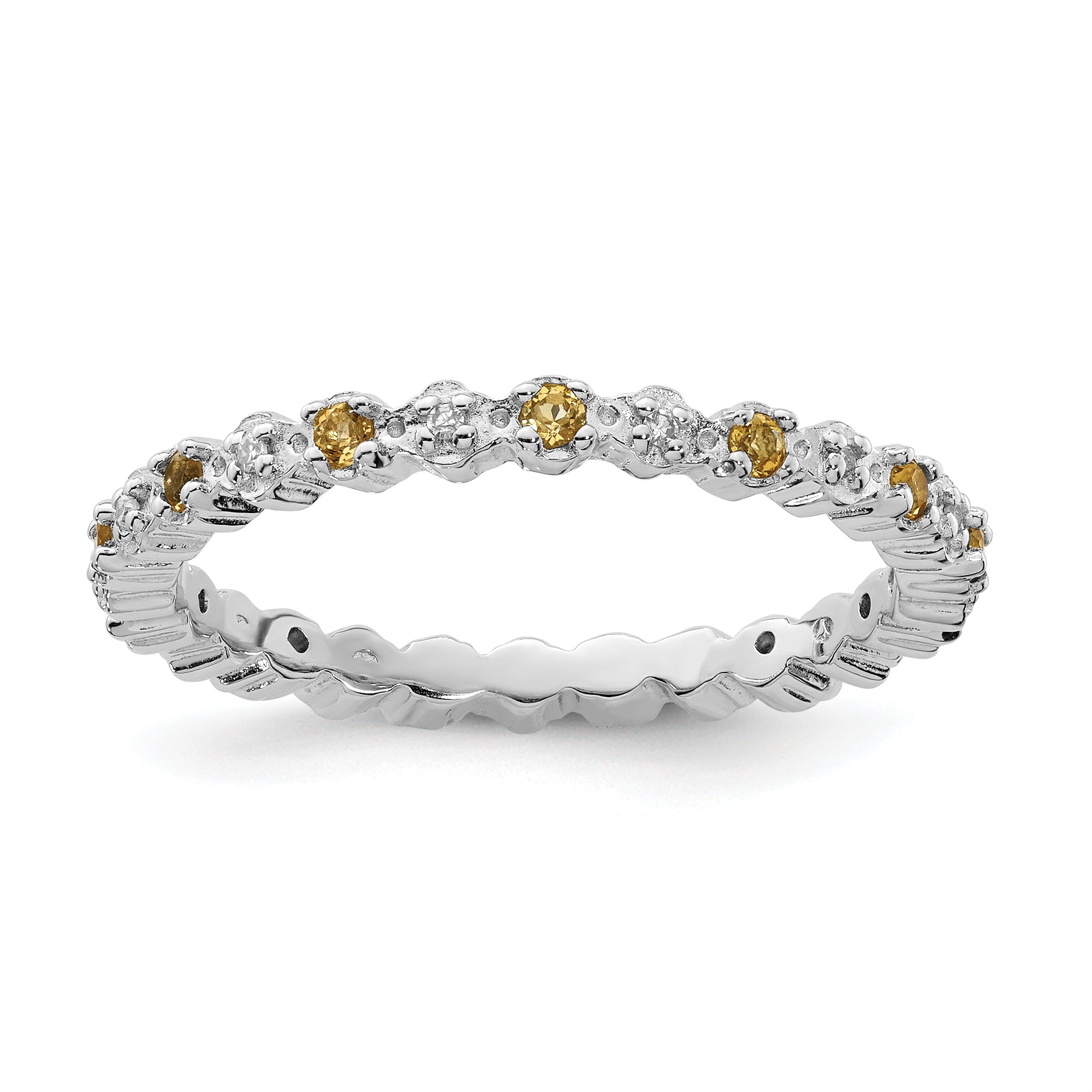 Sterlingsilber Stapelbar Expressions Citrin & Diamant Ring