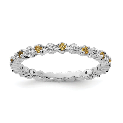 Sterlingsilber Stapelbar Expressions Citrin & Diamant Ring
