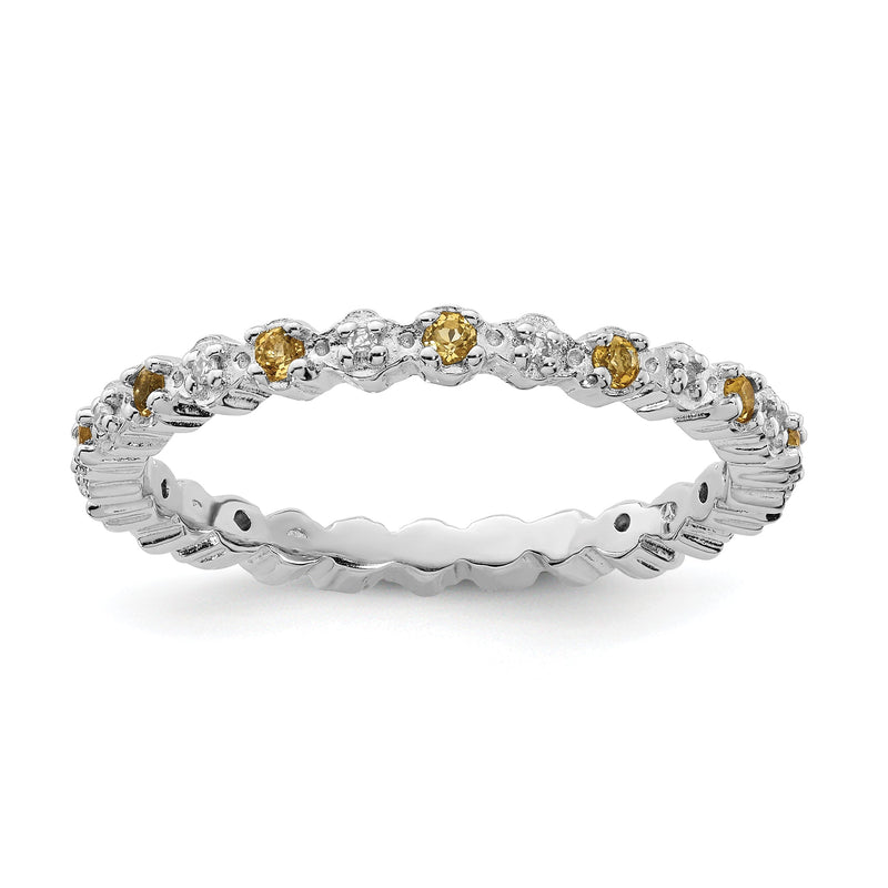 Sterlingsilber Stapelbar Expressions Citrin & Diamant Ring