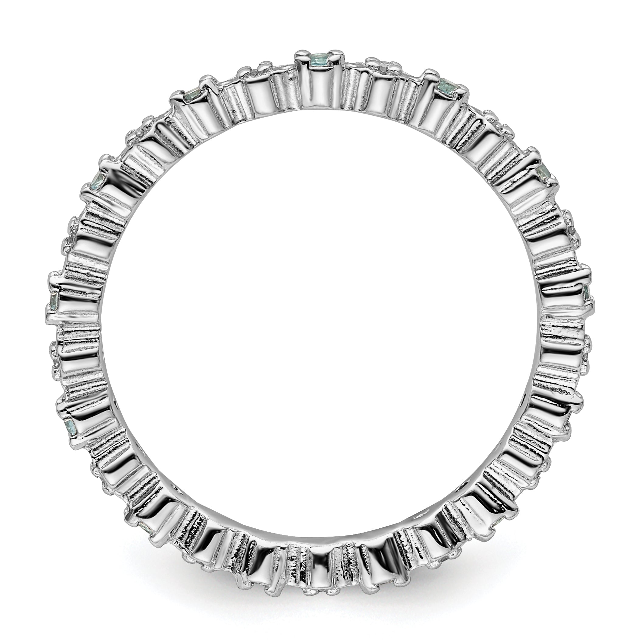 Sterlingsilber Stapelbar Expressions Blautopas & Diamant Ring