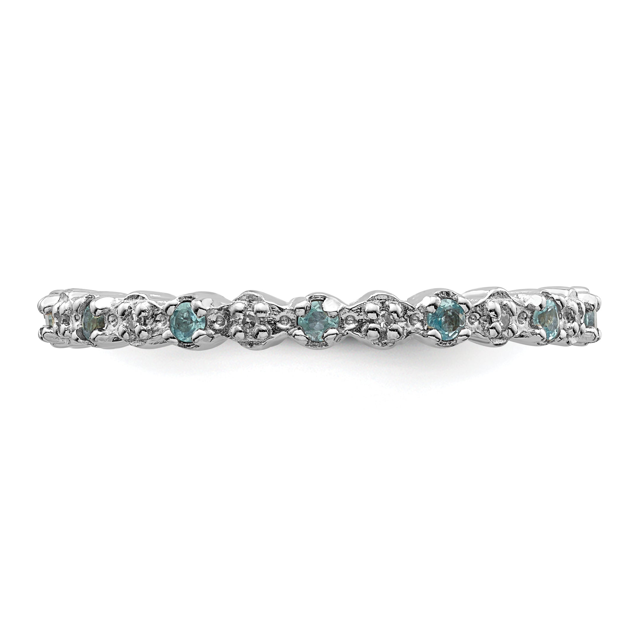 Sterlingsilber Stapelbar Expressions Blautopas & Diamant Ring
