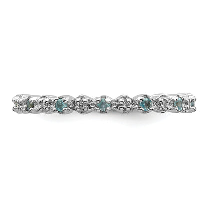 Sterlingsilber Stapelbar Expressions Blautopas & Diamant Ring