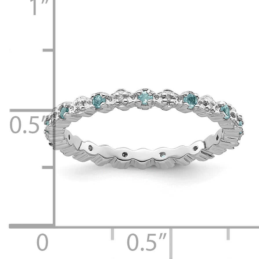 Sterlingsilber Stapelbar Expressions Blautopas & Diamant Ring