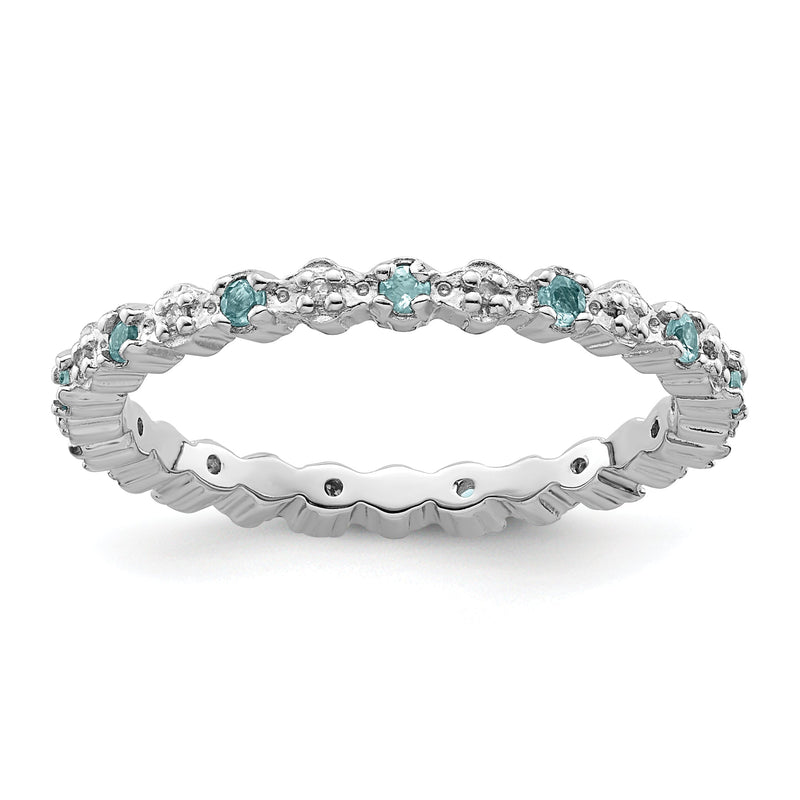 Sterlingsilber Stapelbar Expressions Blautopas & Diamant Ring