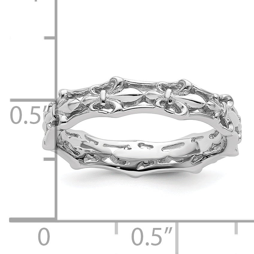 Sterlingsilber Stapelbar Expressions Poliert Fleur De Lis Ring