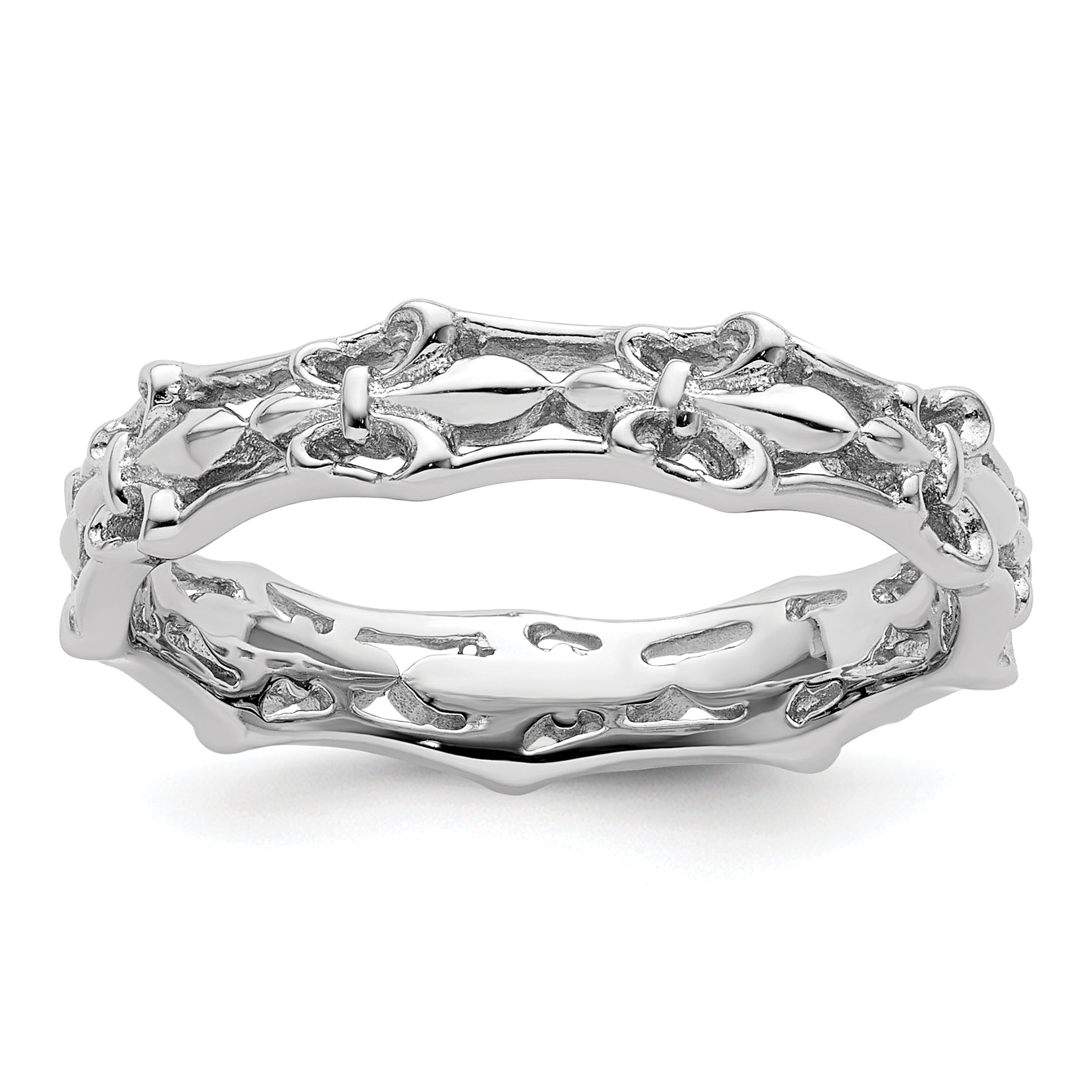Sterlingsilber Stapelbar Expressions Poliert Fleur De Lis Ring