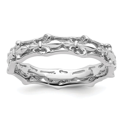 Sterlingsilber Stapelbar Expressions Poliert Fleur De Lis Ring