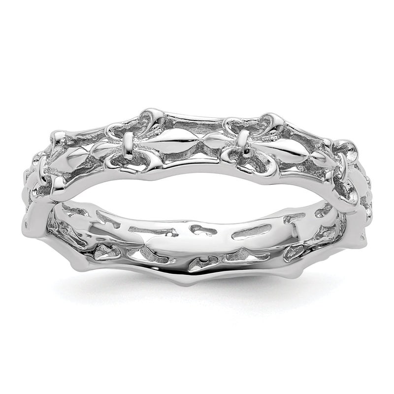Sterlingsilber Stapelbar Expressions Poliert Fleur De Lis Ring