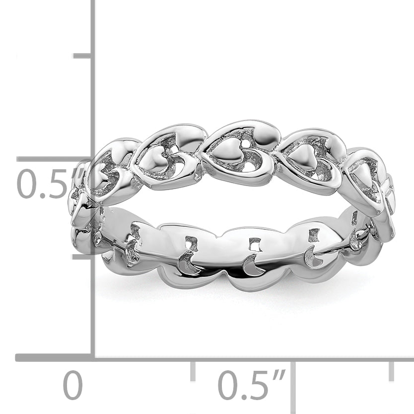 Sterlingsilber Stapelbar Expressions Poliert Herz Ring
