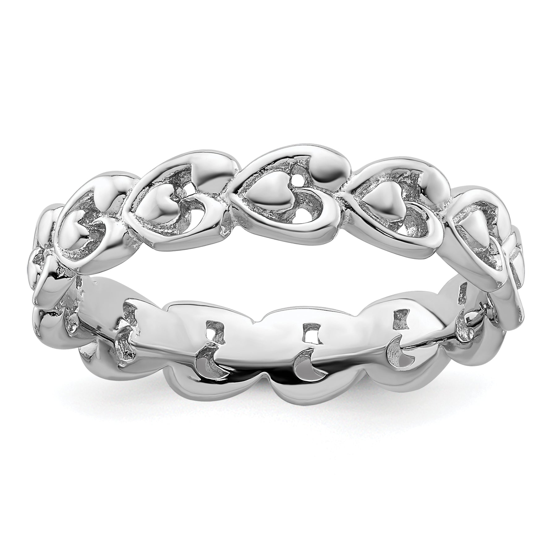 Sterlingsilber Stapelbar Expressions Poliert Herz Ring