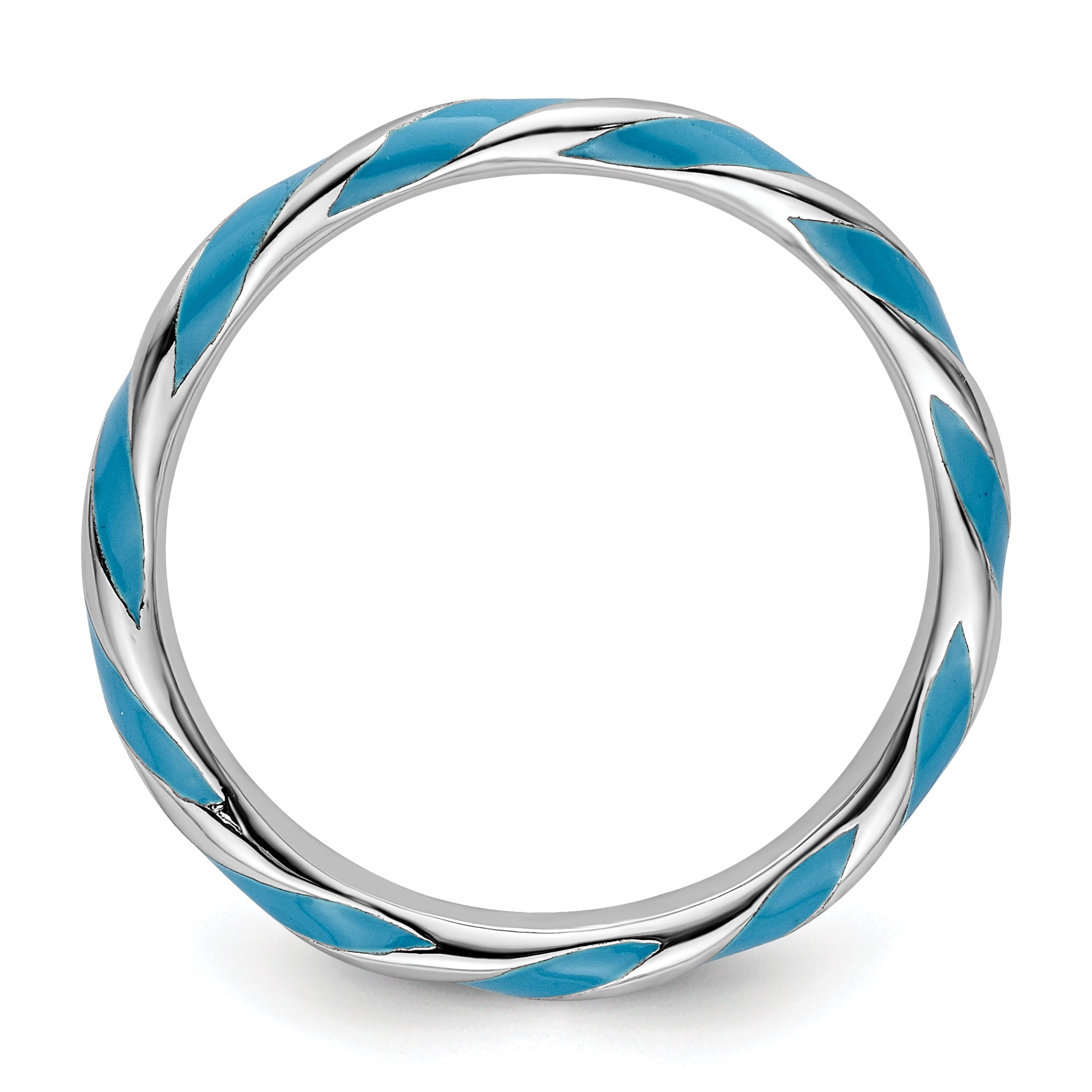 Sterlingsilber Stapelbar Expressions Gedreht Blau Emailliert Ring