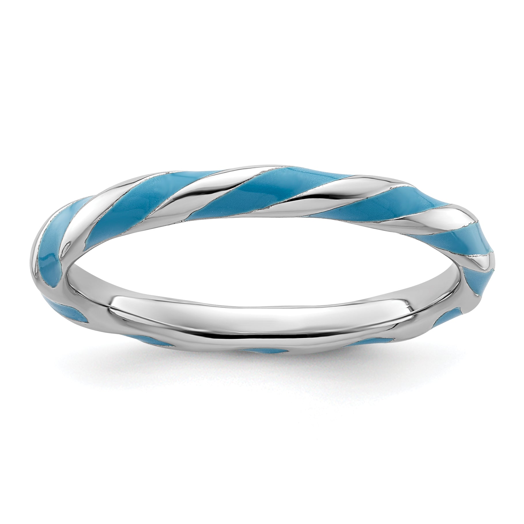 Sterlingsilber Stapelbar Expressions Gedreht Blau Emailliert Ring