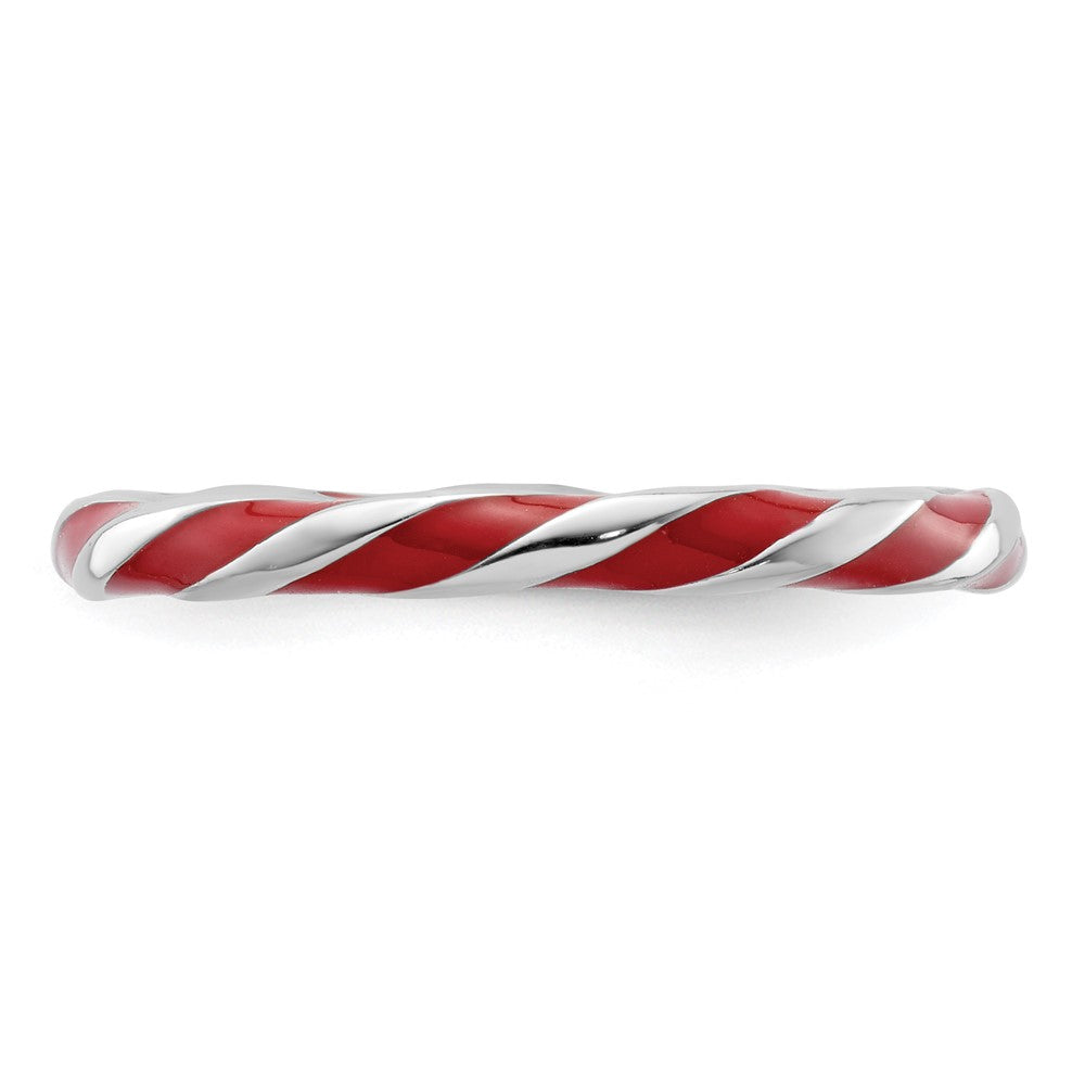 Sterlingsilber Stapelbar Expressions Gedreht Rot Emailliert Ring