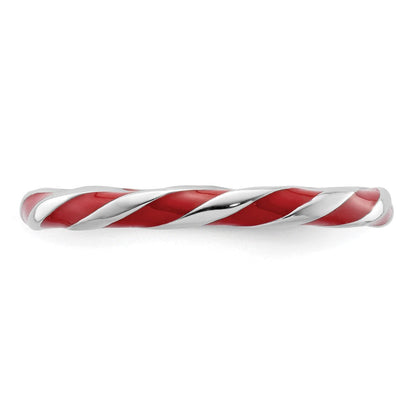 Sterlingsilber Stapelbar Expressions Gedreht Rot Emailliert Ring