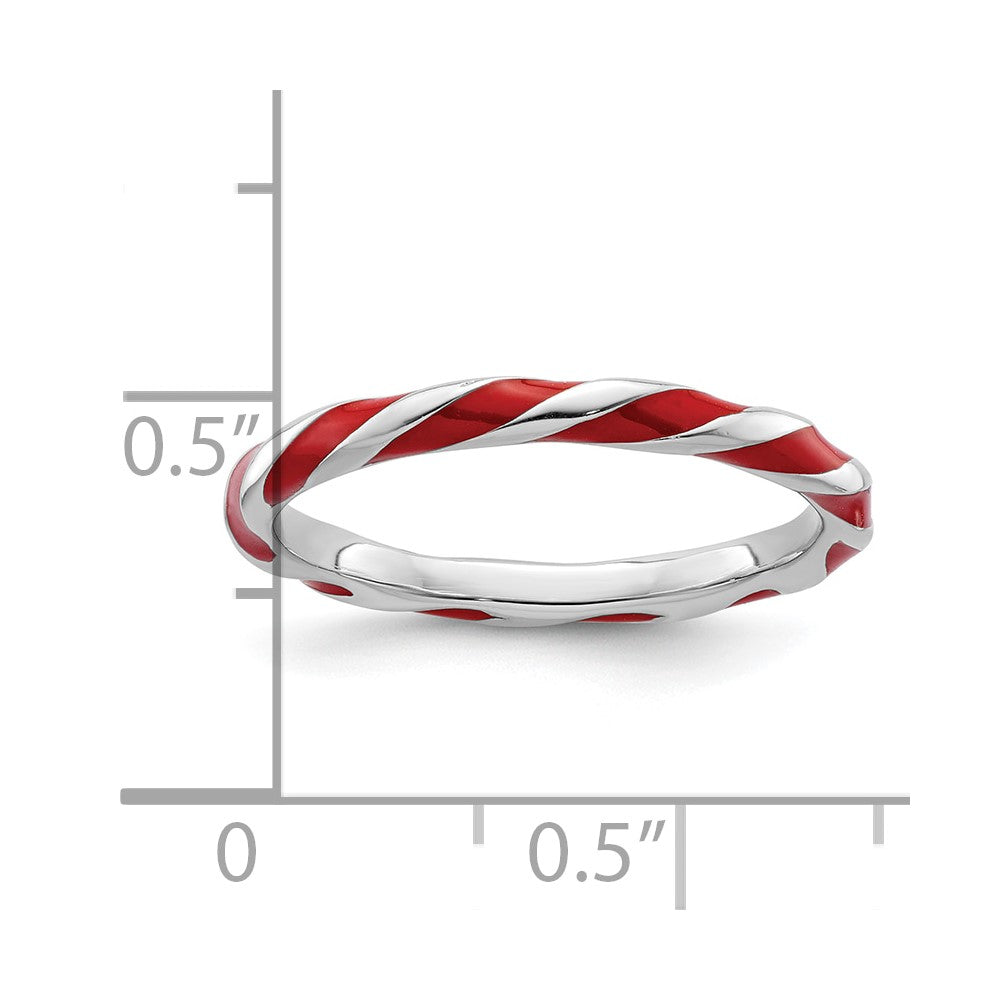 Sterlingsilber Stapelbar Expressions Gedreht Rot Emailliert Ring