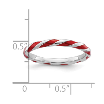 Sterlingsilber Stapelbar Expressions Gedreht Rot Emailliert Ring