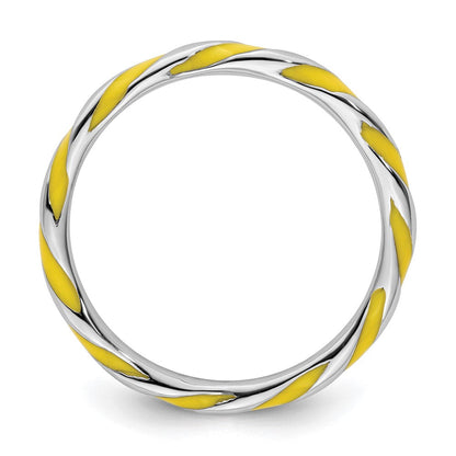 Sterlingsilber Stapelbar Expressions Gedreht Gelb Emailliert Ring