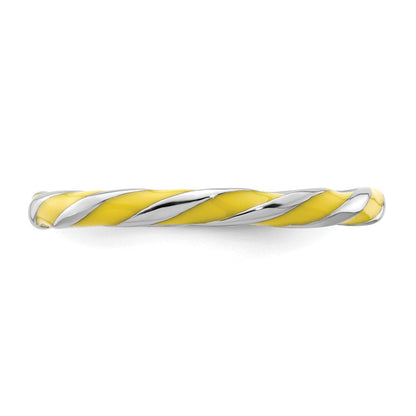 Sterlingsilber Stapelbar Expressions Gedreht Gelb Emailliert Ring