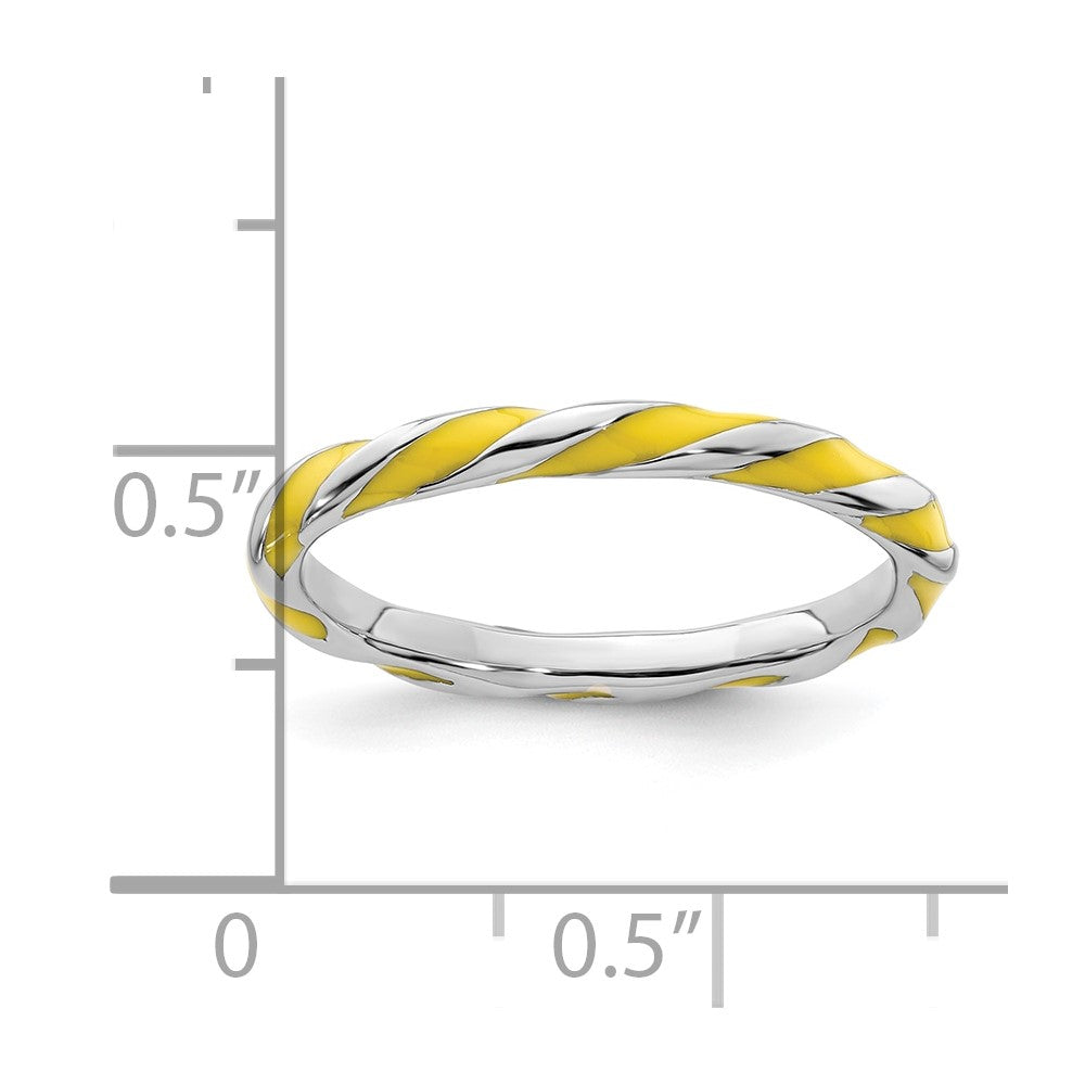 Sterlingsilber Stapelbar Expressions Gedreht Gelb Emailliert Ring