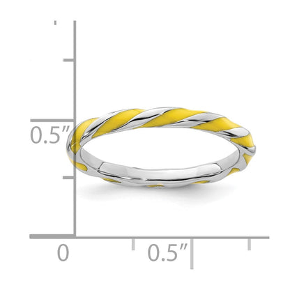 Sterlingsilber Stapelbar Expressions Gedreht Gelb Emailliert Ring