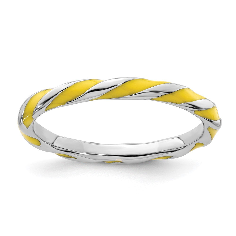 Sterlingsilber Stapelbar Expressions Gedreht Gelb Emailliert Ring