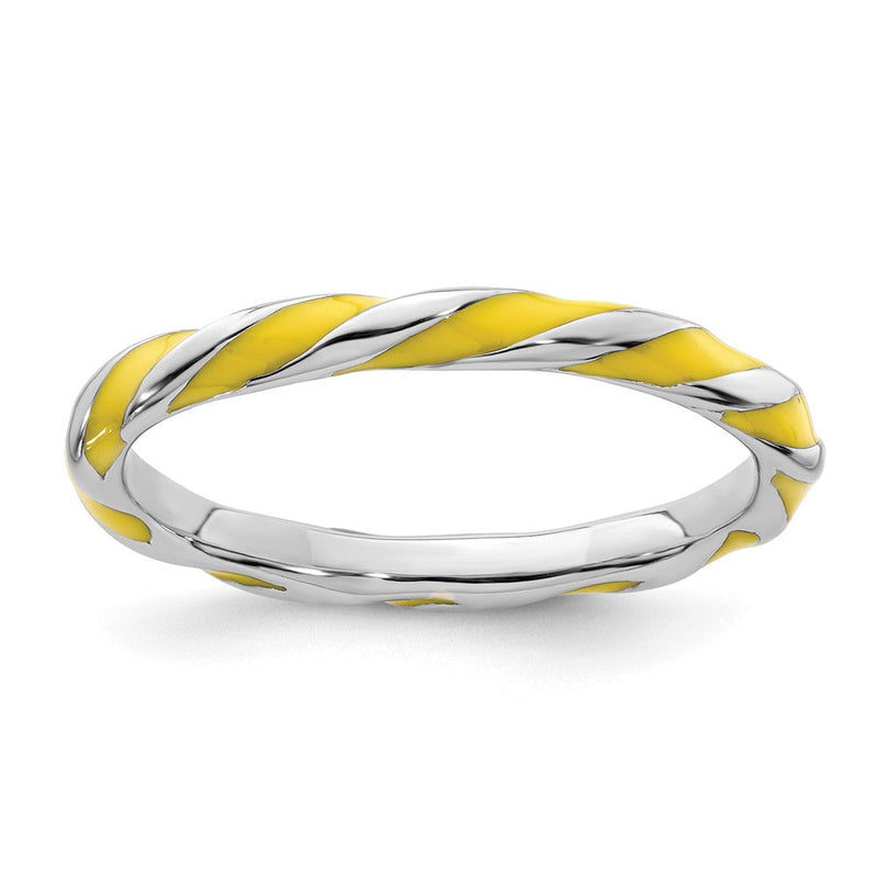 Sterlingsilber Stapelbar Expressions Gedreht Gelb Emailliert Ring