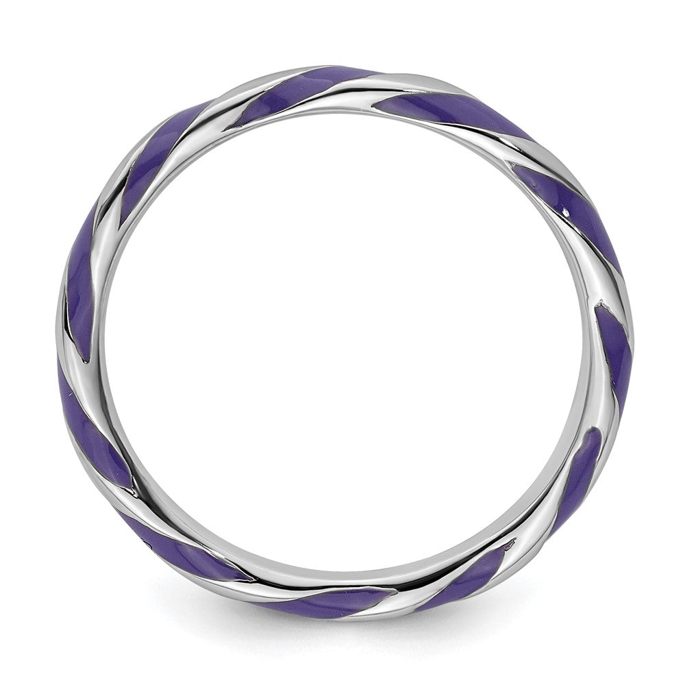 Sterlingsilber Stapelbar Expressions Gedreht Lila Emailliert Ring