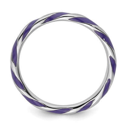 Sterlingsilber Stapelbar Expressions Gedreht Lila Emailliert Ring