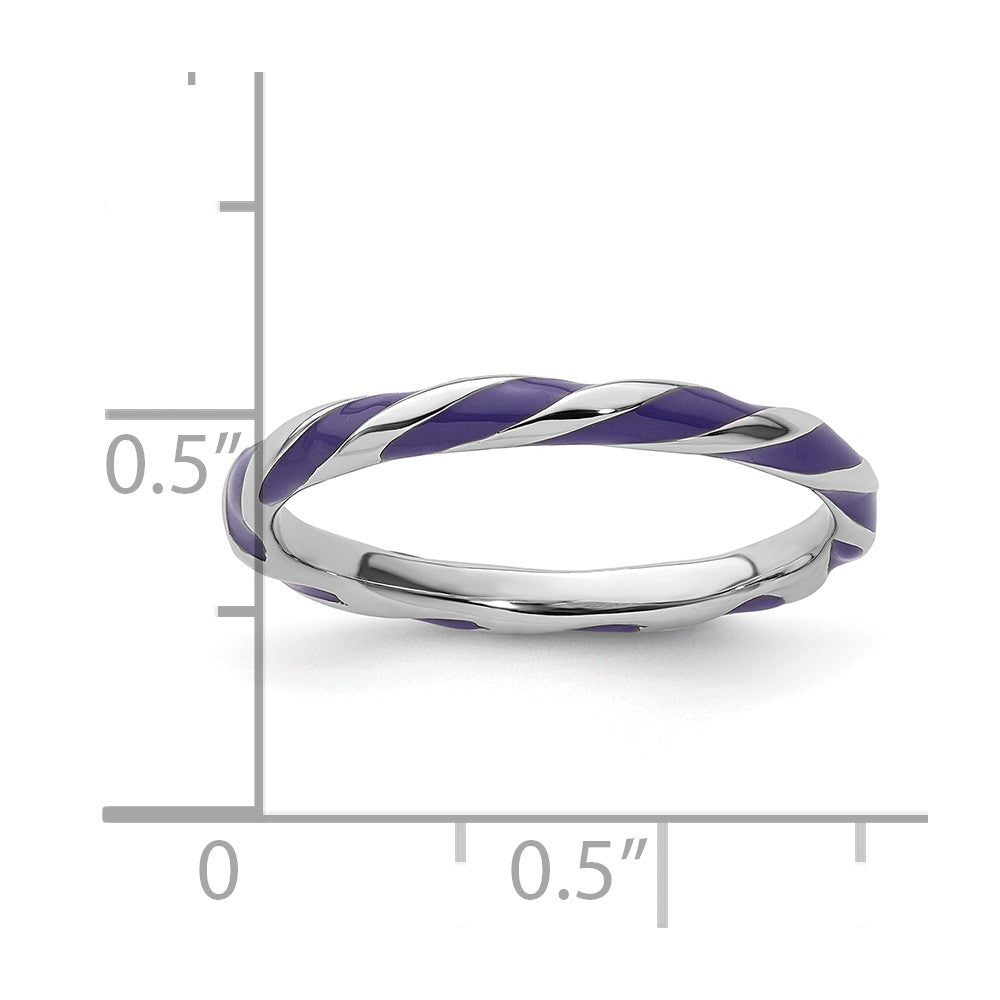 Sterlingsilber Stapelbar Expressions Gedreht Lila Emailliert Ring