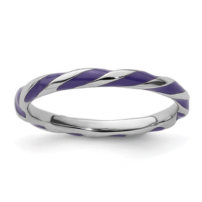 Sterlingsilber Stapelbar Expressions Gedreht Lila Emailliert Ring