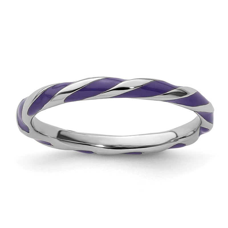 Sterlingsilber Stapelbar Expressions Gedreht Lila Emailliert Ring
