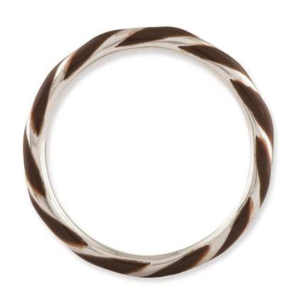 Sterlingsilber Stapelbar Expressions Gedreht Braun Emailliert Ring (size 6 Nur)