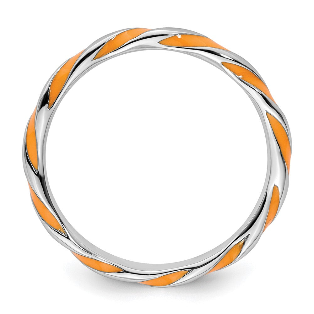 Sterlingsilber Stapelbar Expressions Gedreht Orange Emailliert Ring