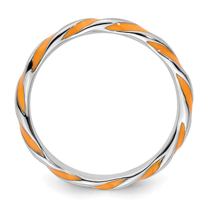 Sterlingsilber Stapelbar Expressions Gedreht Orange Emailliert Ring
