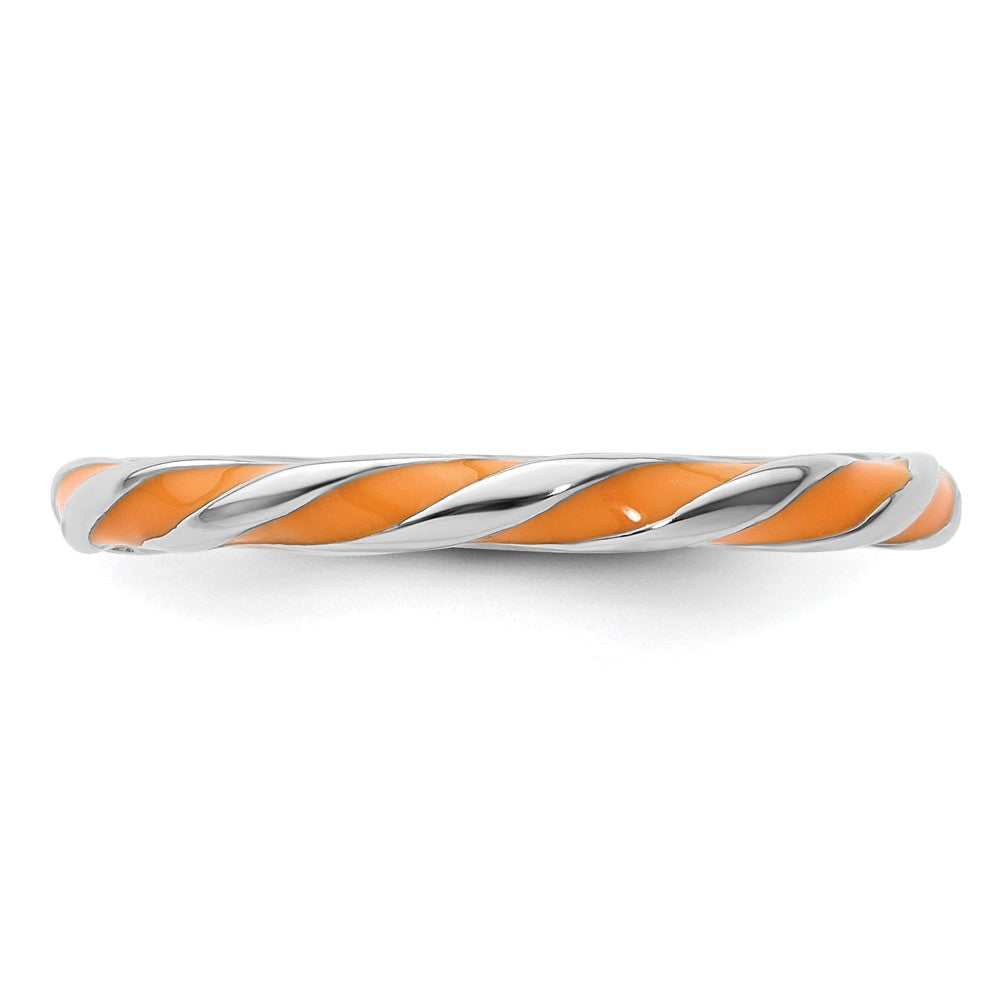 Sterlingsilber Stapelbar Expressions Gedreht Orange Emailliert Ring