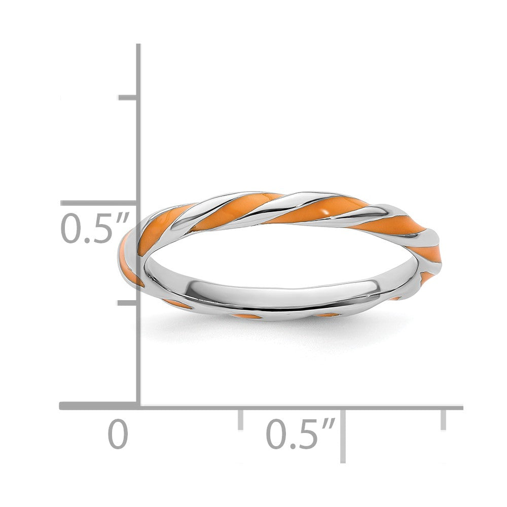Sterlingsilber Stapelbar Expressions Gedreht Orange Emailliert Ring