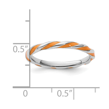 Sterlingsilber Stapelbar Expressions Gedreht Orange Emailliert Ring
