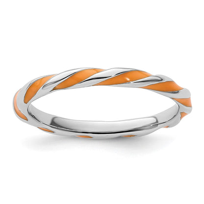 Sterlingsilber Stapelbar Expressions Gedreht Orange Emailliert Ring