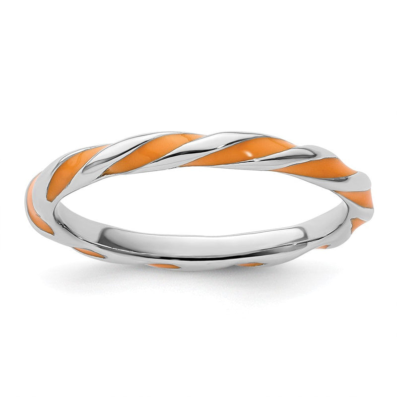 Sterlingsilber Stapelbar Expressions Gedreht Orange Emailliert Ring