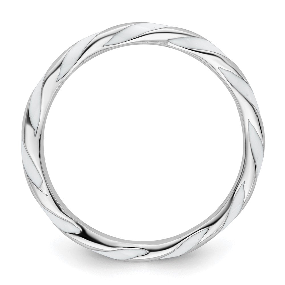 Sterlingsilber Stapelbar Expressions Gedreht Weiß Emailliert Ring
